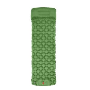 Inflatable sleeping pad with built-in foot pump Green